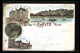 Lithographie Copitz / Elbe, Bährs Hotel, Strassenpartie Am Cafe B. Eckart  - Sonstige & Ohne Zuordnung