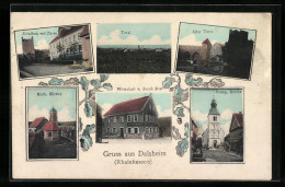 AK Dalsheim / Rheinhessen, Gasthaus Von Jacob Jost, Schulhaus Mit Turm  - Autres & Non Classés