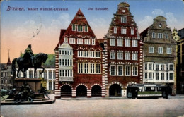 CPA Hansestadt Bremen, Kaiser Wilhelm Denkmal, Ratscafé, Straßenbahn - Other & Unclassified