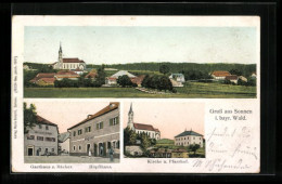 AK Sonnen I. Bayr. Wald, Gasthaus Zum Bäcker Und Höpflhaus, Kirche Und Pfarrhof  - Sonstige & Ohne Zuordnung