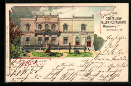 Lithographie Hannover, Hr. Feuering Odd-Fellow-Hallen-Restaurant Am Schiffgraben 18  - Autres & Non Classés