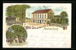 Lithographie Berlin-Mariendorf, Carl Dalemann`s Wirtshaus, Garten  - Tempelhof