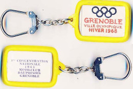 Porte-clefs Des Xèmes Jeux Olympiques D'Hiver De GRENOBLE 1968  Olympic Games 68 1ère Concentration Nationale MOTO-CLUB* - Andere & Zonder Classificatie