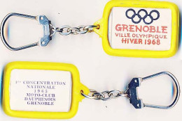 Porte-clefs Des Xèmes Jeux Olympiques D'Hiver De GRENOBLE 1968  Olympic Games 68 1ère Concentration Nationale MOTO-CLUB* - Sonstige & Ohne Zuordnung