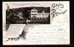 Vorläufer-Lithographie Thale /Harz, 1895, Hotel Zur Rosstrappe Und Die Winzenburg  - Thale