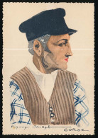 CPSM Dentelée 10.5 X 15 CORSE Tête D'homme  Gilet Casquette Illustrateur PIERRE JAILLET - Trachten