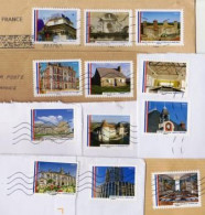 Les 12 Timbres Du Carnet " Nos Belles Mairies De France " Oblitérés TOSHIBA Sur Fragments (2499)_Ti1811 - Lettres & Documents