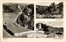 CPA Sankt Goarshausen Am Rhein, Teilansicht, Burg Katz, Rheinanlagen, Loreley - Autres & Non Classés