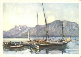 11698746 Lac Leman Genfersee Fischerboote Kuenstlerkarte Genfersee - Sonstige & Ohne Zuordnung