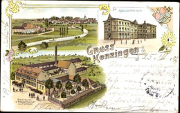 Lithographie Kenzingen Im Breisgau Baden, Bierbrauerei, Volksschule, Totalansicht - Other & Unclassified