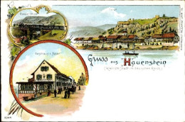 Lithographie Hauenstein Laufenburg Am Rhein Baden, Gasthaus Zum Adler, Eisenbahnbrücke, Totalansicht - Other & Unclassified