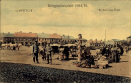 CPA Lowicz Lowitsch Polen, Krieg 1914/1915, Hindenburg Platz - Polen