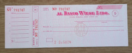 Peru Bank Check , Al Banco Wiese Ltdo - Pérou