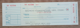 Peru Bank Check , Banco Comercial Del Peru - Peru