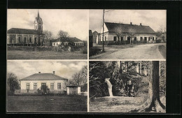 AK Opatovice, Gebäudeansicht Mit Garten, Feldpartie Mit Kirche, Waldpartie Mit Passanten  - Tchéquie