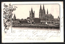 Lithographie Köln Am Rhein, Flusspartie Mit Dom  - Koeln