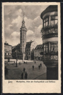 AK Gera, Marktplatz, Erker Der Stadtapotheke Und Rathaus  - Gera