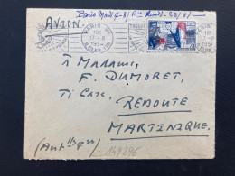 LETTRE Par Avion Pour La MARTINIQUE (REDOUTE) TP ECOLE MILITAIRE DE ST CYR 15F OBL.MEC.17-8 1954 PARIS VII - 1921-1960: Modern Tijdperk