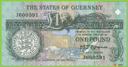 Voyo GUERNSEY 1 Pound ND(1991) P52a B157a J UNC - Guernesey