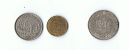 LOT 3 PIECES MONNAIE - FRANCE 100 FR 1955 , 50 CTS 1932 - UNION MONETAIRE OUEST AFRICAINE 100 FR 1968 - Other & Unclassified