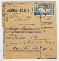 GUADELOUPE 1FR SEUL  DEFAUT ANGLE MANDAT CARTE POINTE A PITRE 1942 - Lettres & Documents