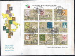Italia 1985 Esposizione Mondiale Di Filatelia Foglietto Antichi Stati - FDC