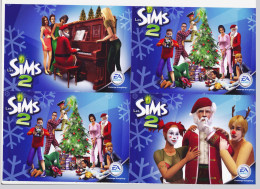 CPM 10.5 X 15 Planche De 4 Cartes Attachées Créez Votre Noël Avex Les Sims 2 EA Games Challenge Everything - Zeitgenössisch (ab 1950)
