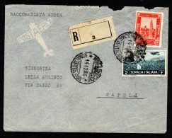 SOMALIA ITALIANA, BUSTA 1936, SASS. 178+ PA 23, MOGADISCIO X NAPOLI - Somalië