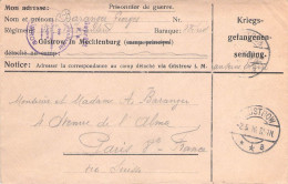 French Prisoner Of War Cover From Germany, Kriegsgefangenenlager Güstrow Posted Güstrow 2.5.1916. Postal Weight Approx 4 - Militaria