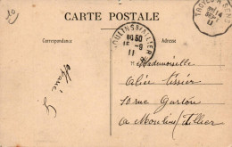 N°2761 W -cachet Convoyeur Troyes à Sens -1911- - Spoorwegpost