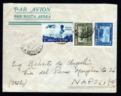 SOMALIA ITALIANA, BUSTA 1936, SASS. 170+174+ PA 21, MOGADISCIO X NAPOLI - Somalia