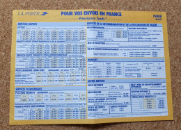 Principaux Tarifs France Et Etranger La Poste Août 1988 - Postdokumente