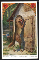 Künstler-AK Oskar Herrfurth: Der Wolf Und Die Sieben Geisslein, Wolf überlistet Die Kleinen Geisslein  - Fairy Tales, Popular Stories & Legends