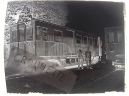 Annees 30 Photographie Plaque Verre NEGATIF Employes Chemin De Fer Train Wagon 9 X 12 Cm - Glasdias