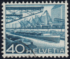 Schweiz Technik + Landschaft 40Rp. Rheinhafen SBK#305 RM Gestempelt Rpllenmarke Mit Nummer - Gebraucht