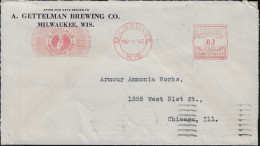 États-Unis USA 1943 EMA, Empreinte De Machine à Affranchir Pitney Bowes. A. Gettelman. Bière Du Milwaukee. Verre - Cervezas