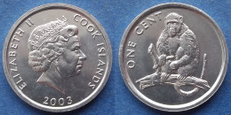 COOK ISLANDS - 1 Cent 2003 "Monkey On Branch" KM# 423 Dependency Of New Zealand Elizabeth II - Edelweiss Coins - Cookinseln