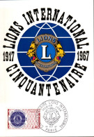 CARTE MAXIMUM 1967 50 ANS DU LIONS CLUB - 1960-1969