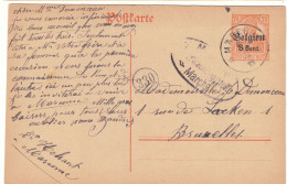 Belgique - Carte Postale De 1918 - Entier Postal - Oblit Marenne - Exp Vers Bruxelles - Avec Censure - - Ocupación Alemana