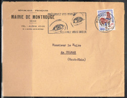 OPT-L33 - FRANCE Flamme Illustrée Sur Lettre De La Mairie De Montrouge 1963 "Préservez Vos Yeux Eclairez Vous Mieux" - Mechanical Postmarks (Advertisement)