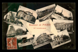 75 - PARIS - 12EME - TOUT PARIS - SOUVENIR DU XIIE ARRONDISSEMENT - CARTE ANCIENNE COLORISEE - EDITEUR FLEURY - Paris (12)