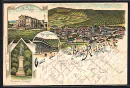 Lithographie Bad Kissingen, Kurhaus, Rakoczy-Brunnen, Totalansicht  - Bad Kissingen