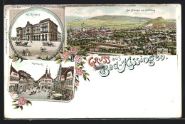 Lithographie Bad Kissingen, Kgl. Kurhaus, Marktplatz, Panorama  - Bad Kissingen