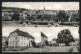 AK Gauaschach /Ufr. Bei Hammelburg, Gasthaus Zum Schwarzen Adler I. Röther, Strassenpartie, Ortsansicht  - Hammelburg