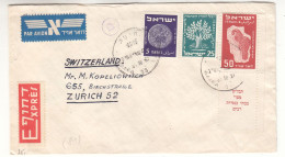 Israël - Lettre Exprès De 1951 - Oblit Haifa - Exp Vers Zurich - Monnaies - Arbres - Valeur 7 $ En ....2010 - - Briefe U. Dokumente