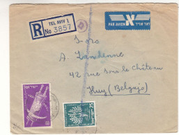 Israël - Lettre Recom De 1951 - Oblit Tel Aviv - Exp Vers Huy - Valeur 22 $ En ....2010 - - Storia Postale
