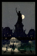 ILLUSTRATEURS - PARIS - DANS LES TENEBRES - LA PLACE DE LA REPUBLIQUE A 9 HEURES - CIEL ETOILE, CLAIR DE LUNE - 1900-1949