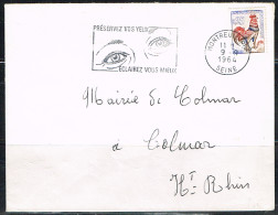 OPT-L40 - FRANCE Flamme Illustrée Sur Lettre De Montreuil 1966 "Préservez Vos Yeux Eclairez Vous Mieux" - Mechanical Postmarks (Advertisement)