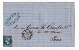 LSC 1862 Napoléon III Empire Non Dentelé Bordeaux Gironde Pour Paris Adolphe Boulan - 1853-1860 Napoléon III.