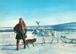 NORVEGE - Bergen - Lapp With His Reindeer - Animé - Colorisé - Carte Postale - Norvège